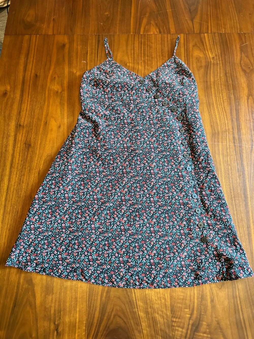 Madewell Black Floral Silk Dress